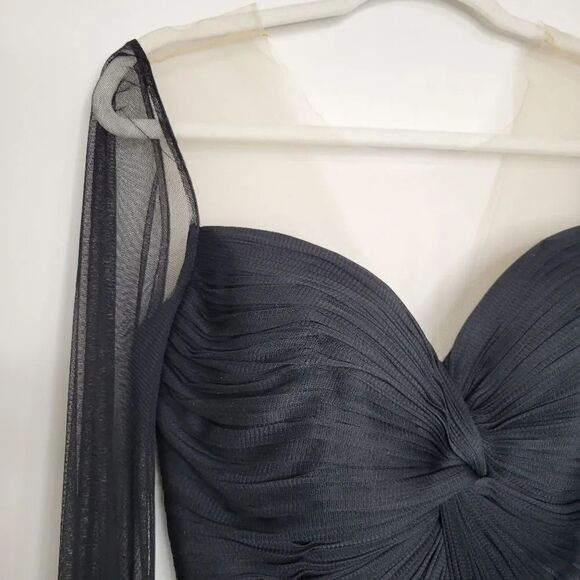 Cristallini Long Sleeve Silk Tulle Dress, Black L - Picture 8 of 12